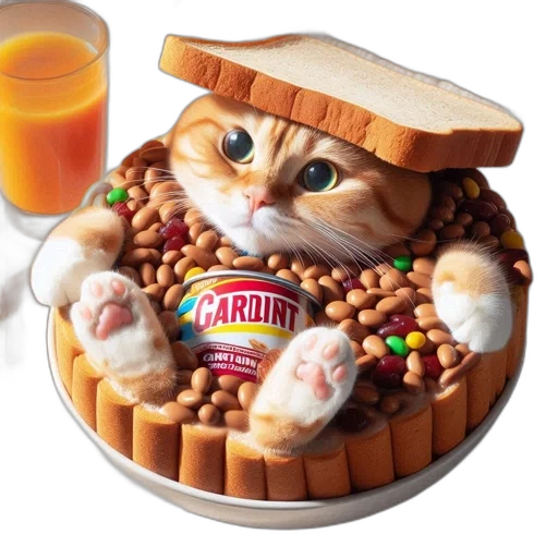 food, animal, 3d render, cat transparent PNG cut-out