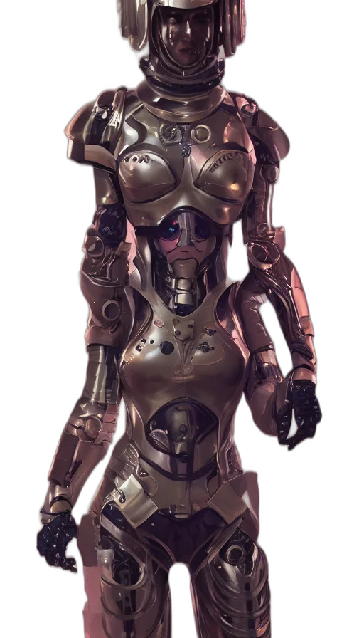 robot, concept art, cyberpunk, 3d render transparent PNG cut-out