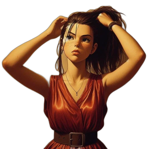 dress, face, jewelry, hair transparent PNG cut-out