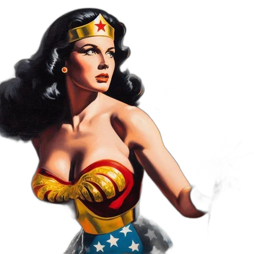 comic book art, wonder, woman, depicted transparent PNG cut-out