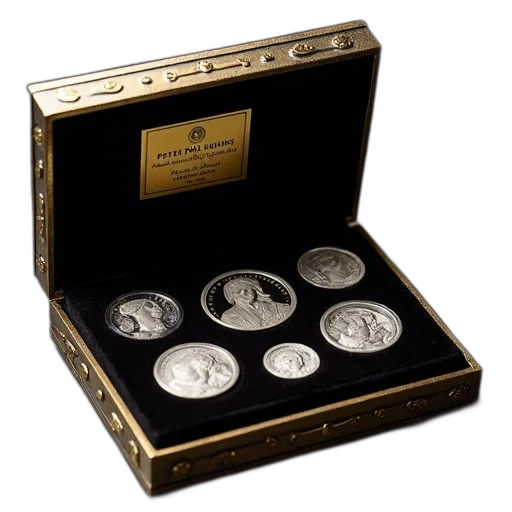 collection, silver, coins, various transparent PNG cut-out