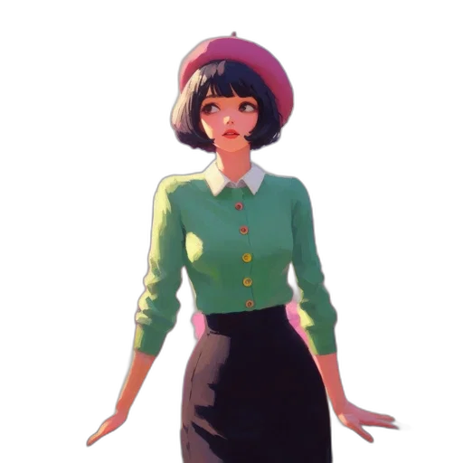 hat, dress, jacket, staff transparent PNG cut-out