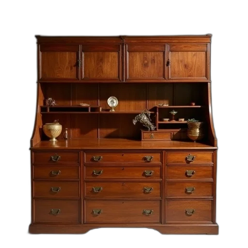 furniture, large, walnut, bureau transparent PNG cut-out