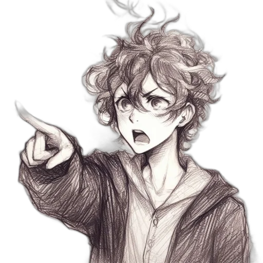 staff, weapon, hair, jacket transparent PNG cut-out