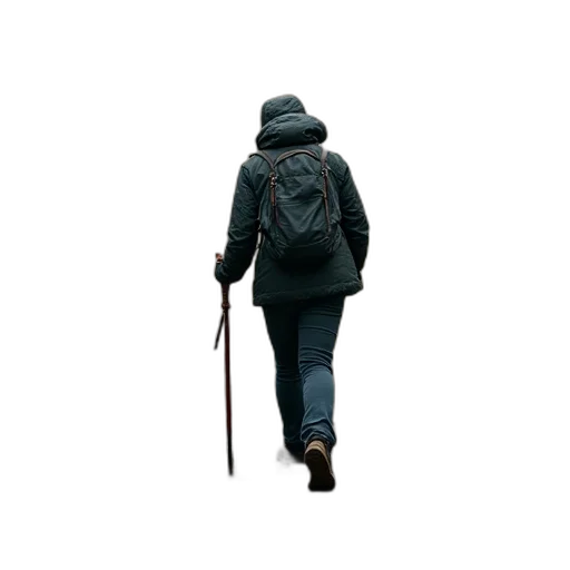 staff, jacket, umbrella, hat transparent PNG cut-out