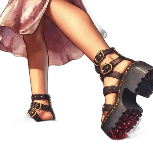 shoes, dress, concept art, watercolor transparent PNG cut-out