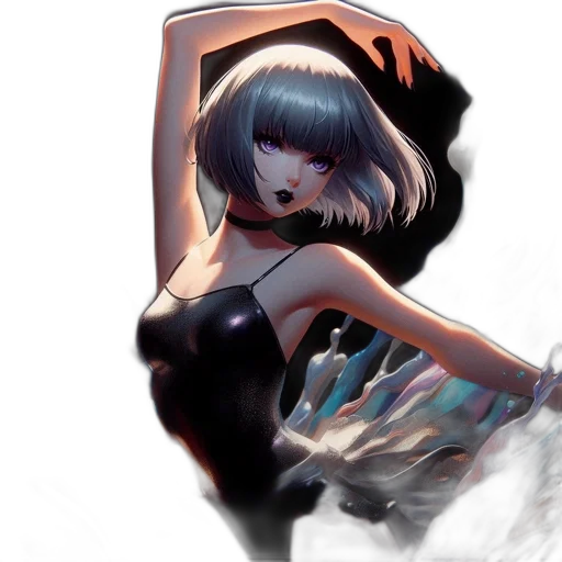weapon, hair, dress, robot transparent PNG cut-out