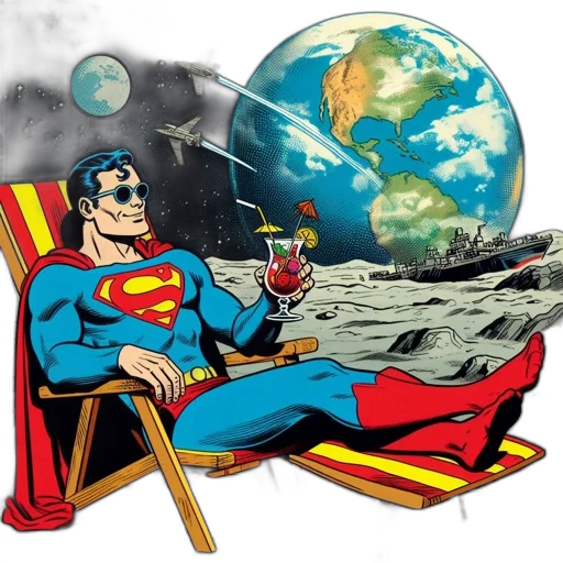 comic book art, concept art, outer space, superman transparent PNG cut-out