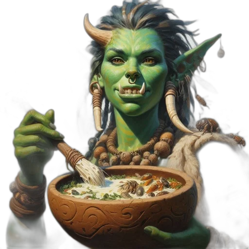 food, face, staff, fantasy art transparent PNG cut-out