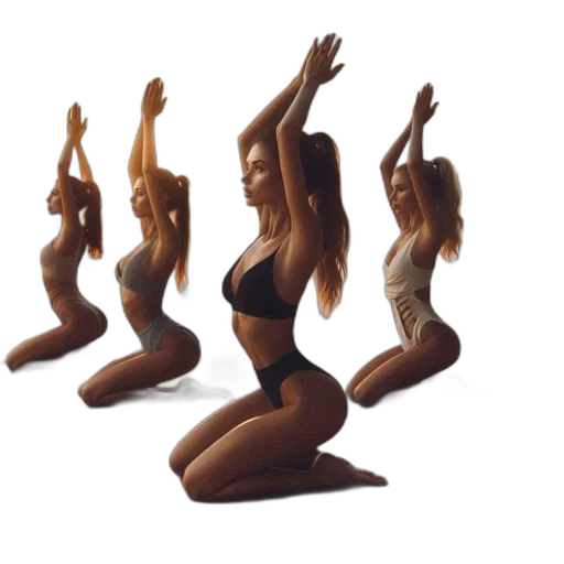 3d render, concept art, photorealistic, four transparent PNG cut-out