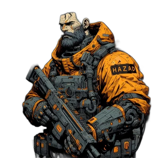 jacket, weapon, concept art, comic book art transparent PNG cut-out