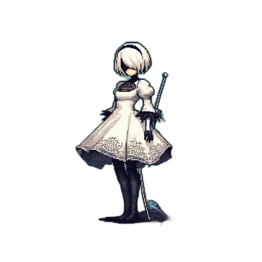dress, staff, weapon, robot transparent PNG cut-out