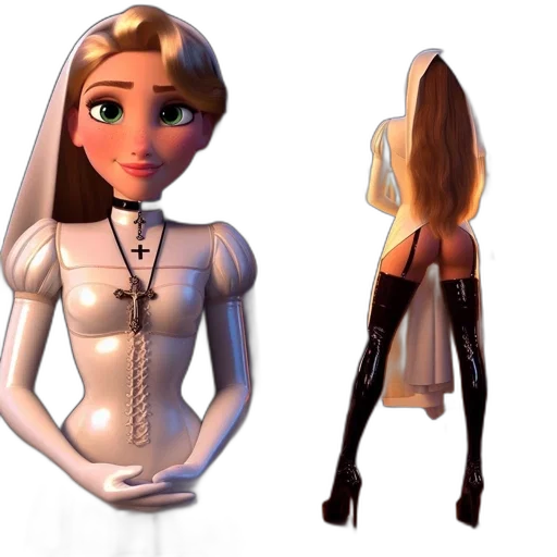 dress, crown, robot, 3d render transparent PNG cut-out