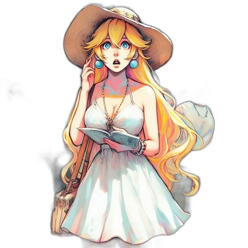 dress, hat, staff, concept art transparent PNG cut-out