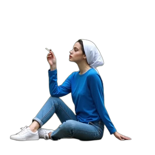 hat, jacket, jewelry, face transparent PNG cut-out