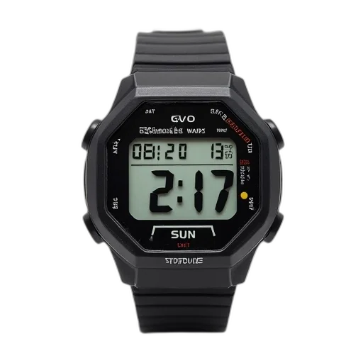 black, silver, digital, wristwatch transparent PNG cut-out