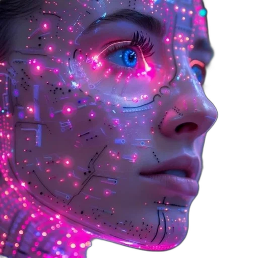 robot, face, mask, cyberpunk transparent PNG cut-out