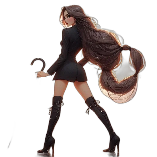 hair, dress, staff, concept art transparent PNG cut-out