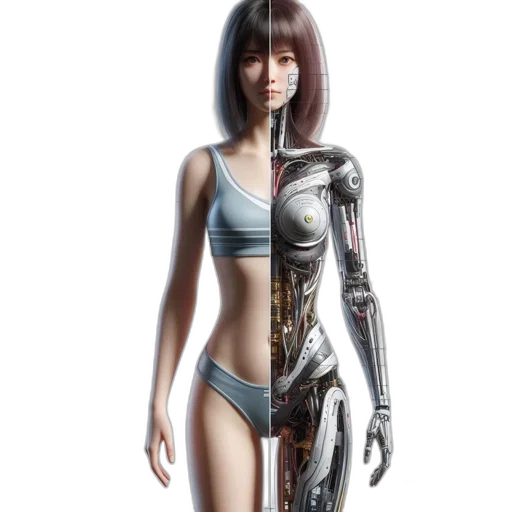 robot, concept art, cyberpunk, 3d render transparent PNG cut-out