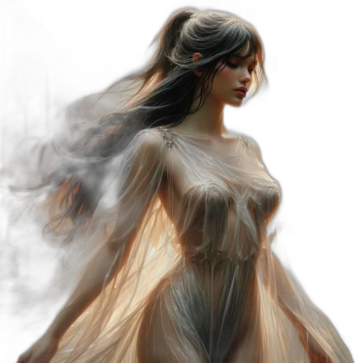 dress, hair, fantasy art, concept art transparent PNG cut-out