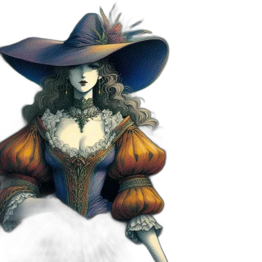 dress, hat, fantasy art, concept art transparent PNG cut-out