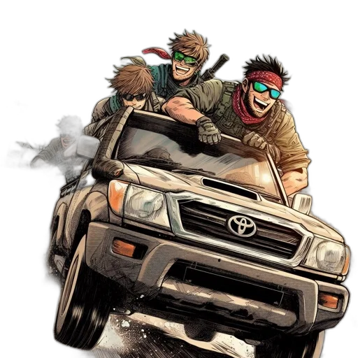 car, concept art, comic book art, cartoon transparent PNG cut-out