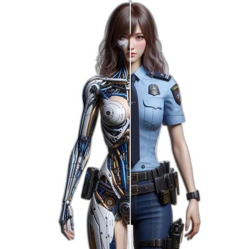 robot, concept art, cyberpunk, 3d render transparent PNG cut-out