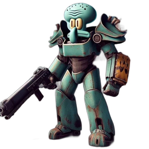 robot, weapon, concept art, 3d render transparent PNG cut-out