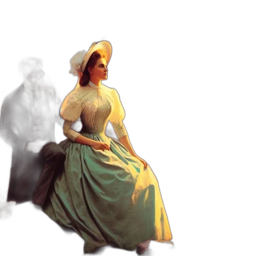 dress, hat, staff, concept art transparent PNG cut-out