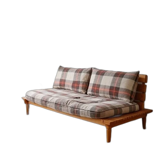 furniture, 3d render, wooden, futon transparent PNG cut-out