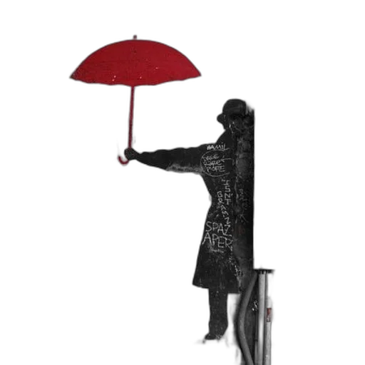 umbrella, staff, jacket, hat transparent PNG cut-out