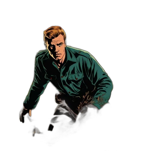 jacket, weapon, staff, comic book art transparent PNG cut-out