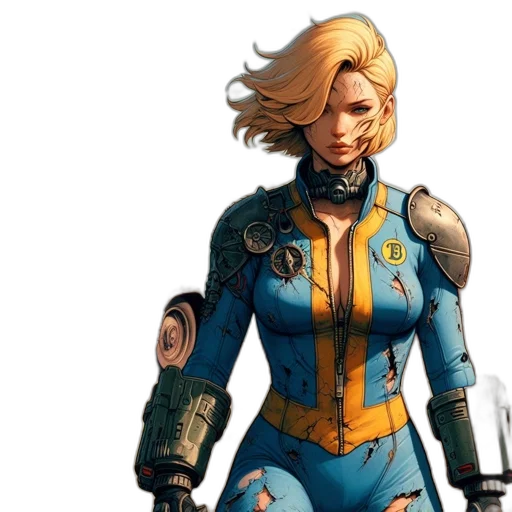 concept art, comic book art, cyberpunk, blonde transparent PNG cut-out