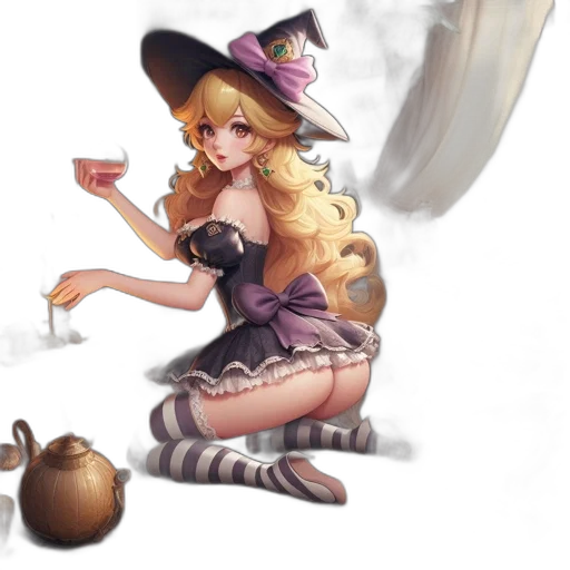 dress, staff, hat, fantasy art transparent PNG cut-out
