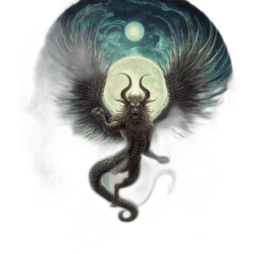 creature, dragon, staff, hair transparent PNG cut-out