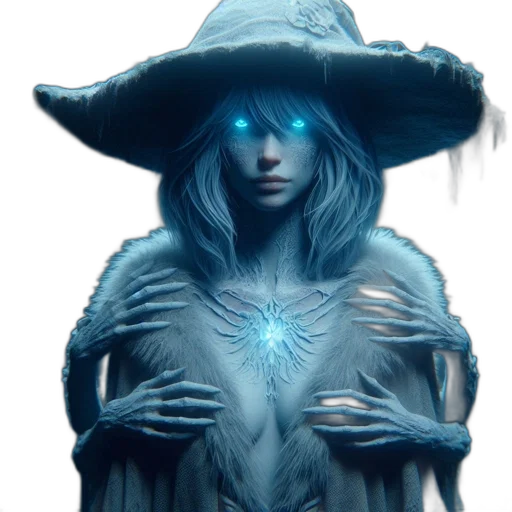 creature, dress, hat, staff transparent PNG cut-out