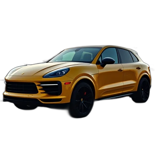 car, 3d render, photorealistic, golden transparent PNG cut-out