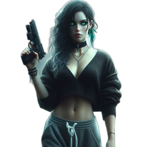weapon, jacket, concept art, cyberpunk transparent PNG cut-out