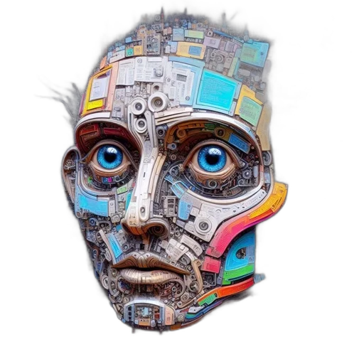 robot, mask, face, cyberpunk transparent PNG cut-out
