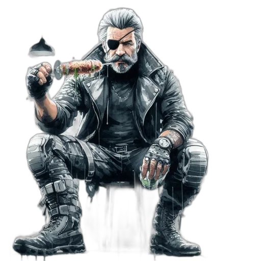 weapon, sword, jacket, concept art transparent PNG cut-out