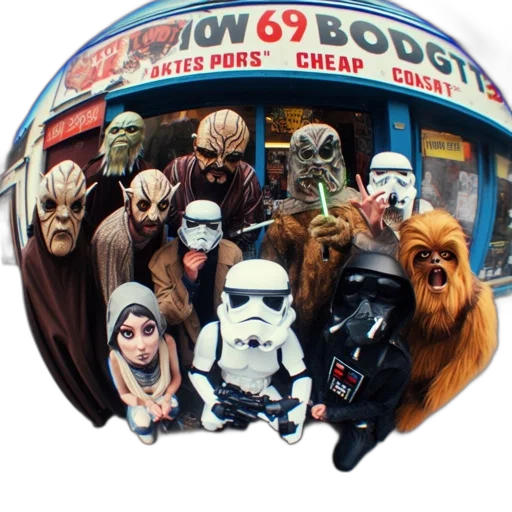 staff, mask, outer space, group transparent PNG cut-out
