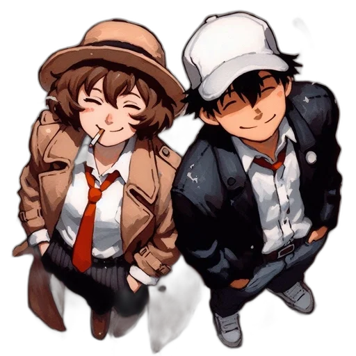 hat, jacket, anime, pixel art transparent PNG cut-out