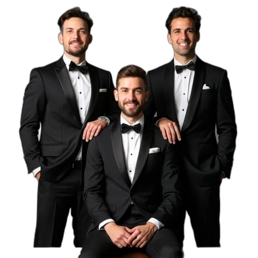 staff, group, three, men transparent PNG cut-out