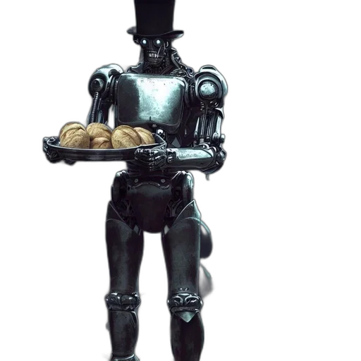robot, food, staff, 3d render transparent PNG cut-out
