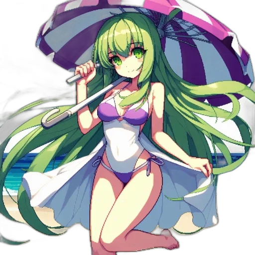 dress, umbrella, hat, staff transparent PNG cut-out