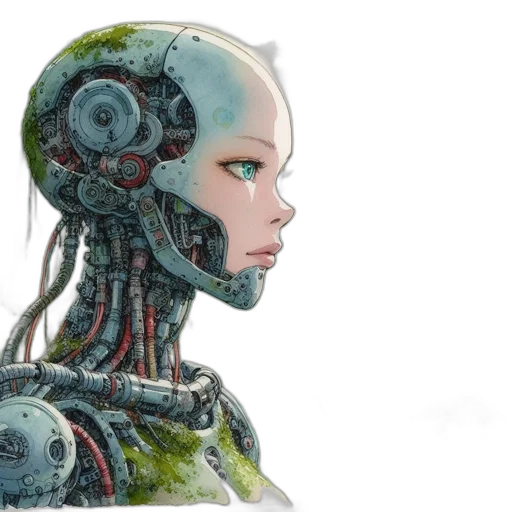 robot, concept art, cyberpunk, 3d render transparent PNG cut-out
