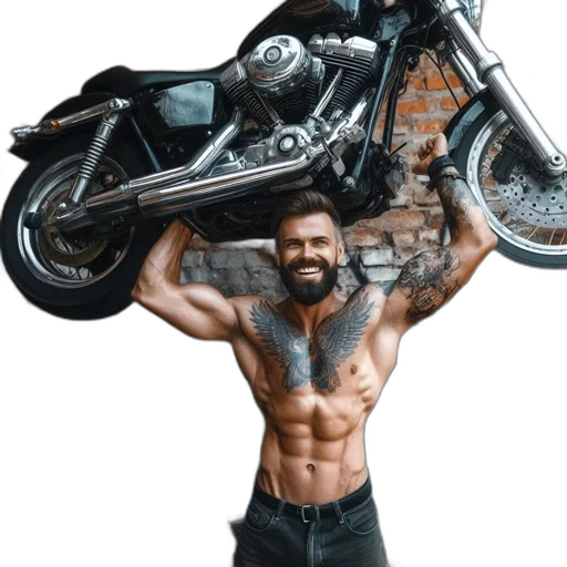 photorealistic, man, beard, tattoos transparent PNG cut-out