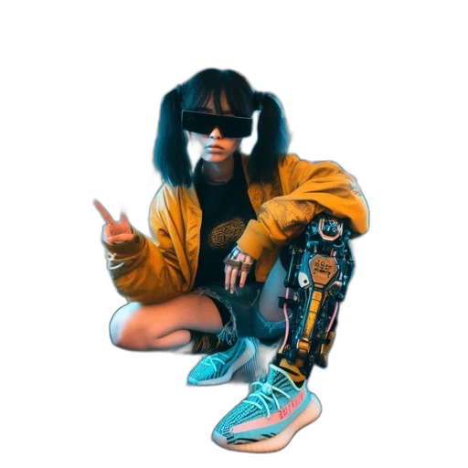 jacket, shoes, hair, robot transparent PNG cut-out