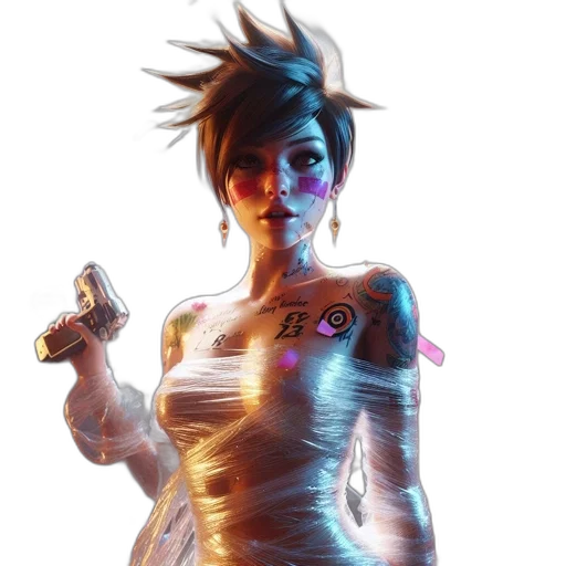 dress, robot, jewelry, staff transparent PNG cut-out