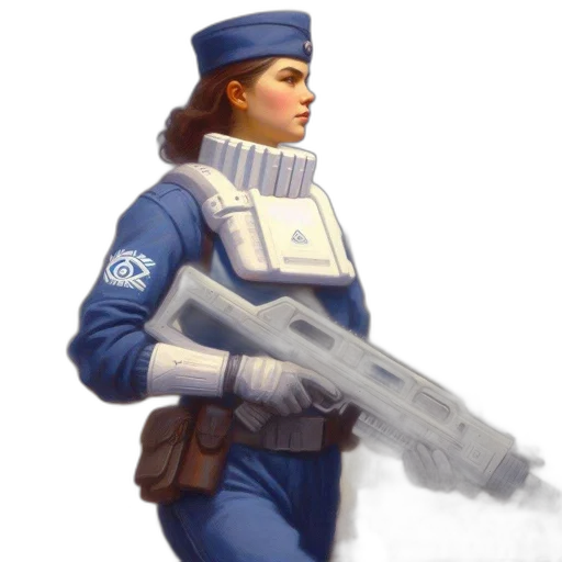 staff, weapon, jacket, robot transparent PNG cut-out